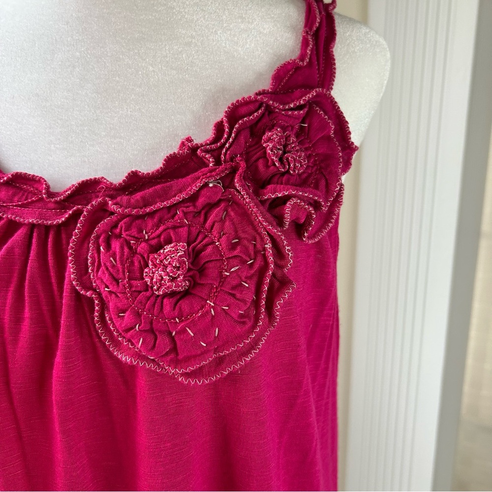 Studio M Embellished Pink Ruffled Tank Top - Picture 3 of 12